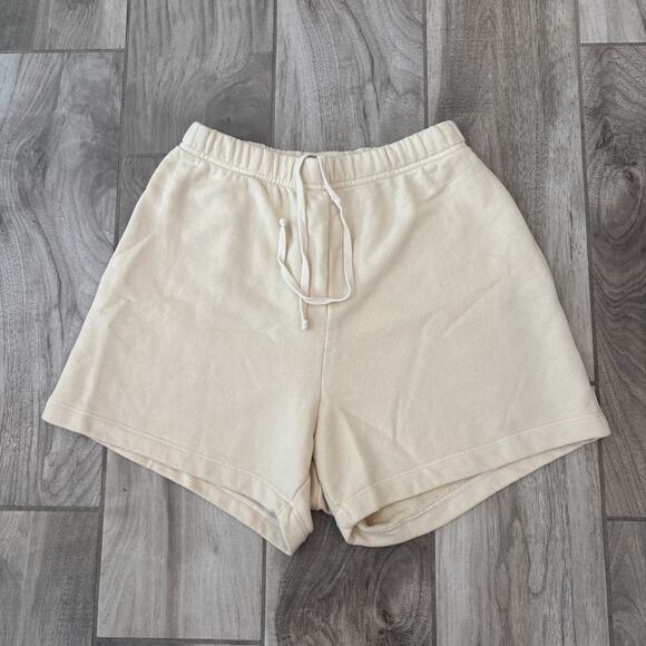 Daily Drills Cream Sweat Shorts Size XS/S Drawstring Pockets 4” In Cotton - Picture 1 of 11
